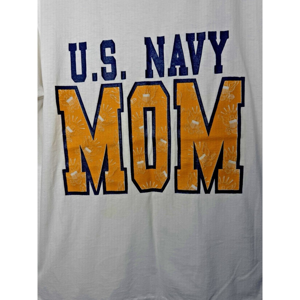 Vintage Single Stich Navy Mom Shirt L 100% Cotton USA Soffe - Picture 3 of 5